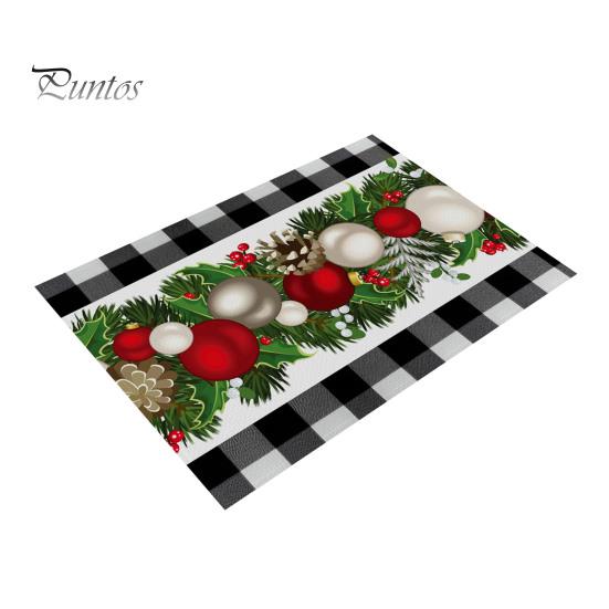 Sturdy Hemmed Table Linens Christmas Mat, Heat-Resistant Faux Linen Placemat, Non-Slip Heat Resistant Pads Washable for Holiday Dining Party Decor Non