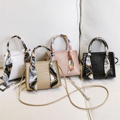 Silk Scarf Handbag Women's Bag Women's Rhombus Chain Crocodile Pattern Oblique Span Bag