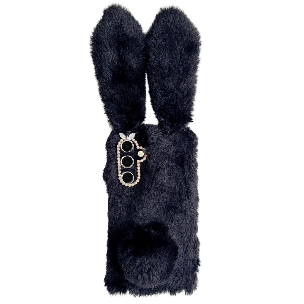 Für Samsung Galaxy S25 Hülle Plüsch Niedlicher Hase Winter Flauschig TPU Handyhülle