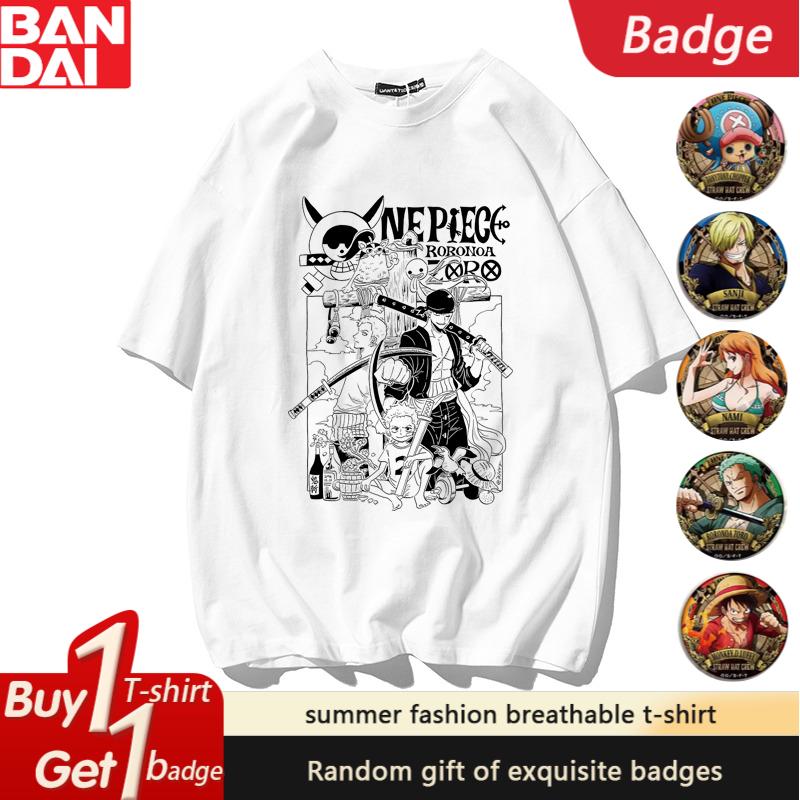 ONE PIECE Peripheral Clothes Boys Nika Luffy Fivespeed Sauron Trend Loose Mens and Womens Summer Trend Shortsleeved Tshirt