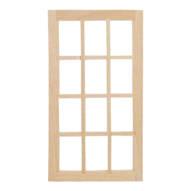 Natural Wood Hands-on Dollhouses Accessories Unpainted Door Window For Crafting And Model Making