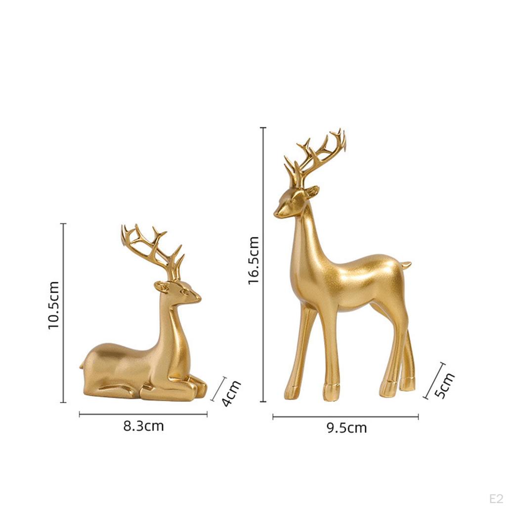 Decorative Reindeer Figurine Elk Statue for Home Office Bookshelf