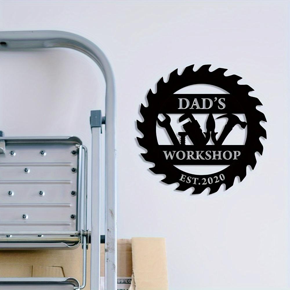 Exquisite Dad's Workshop Black Metal Decorative Plaque Tool Inspired Design Father's Day Wall Art Easy Install
