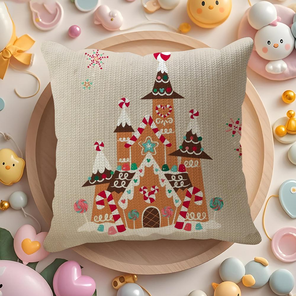 Cute Cartoon Gingerbread Man Prints Pillow Case Sofa Living Room Bedroom Headboard Backrest Cushion Square Cushion