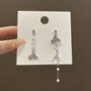 Silver needle asymmetrical mermaid pearl earrings femininity high-end fringed earrings light luxury personalized ear jewelry