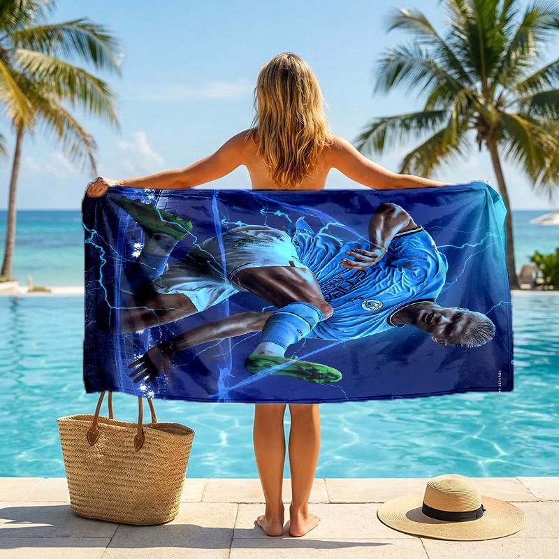 Asciugamano da Spiaggia Erling Haaland Morbido Microfibra Asciugamano Estivo Asciugatura Rapida Assorbente per Spiaggia Piscina Viaggio