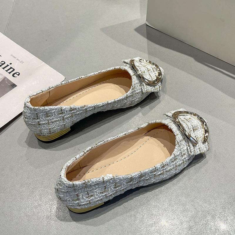 Xiaoxiangfeng square heel single shoes spring and autumn new shallow mouth pointed high heels Doudou shoes shoes