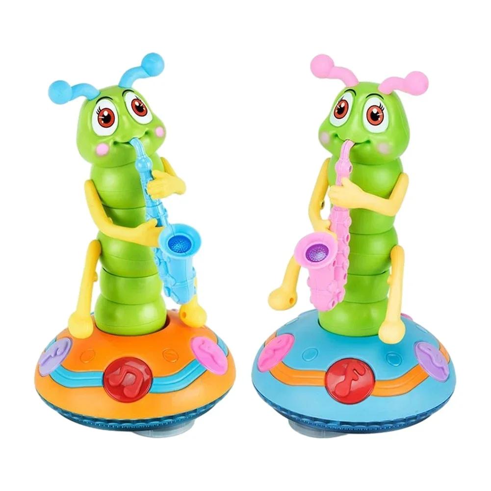Musical Dancing Saxophone Caterpillar Toy Electric LED Flashlights Cultivate Imagination Music Toy for Kids Gift Baby Learning