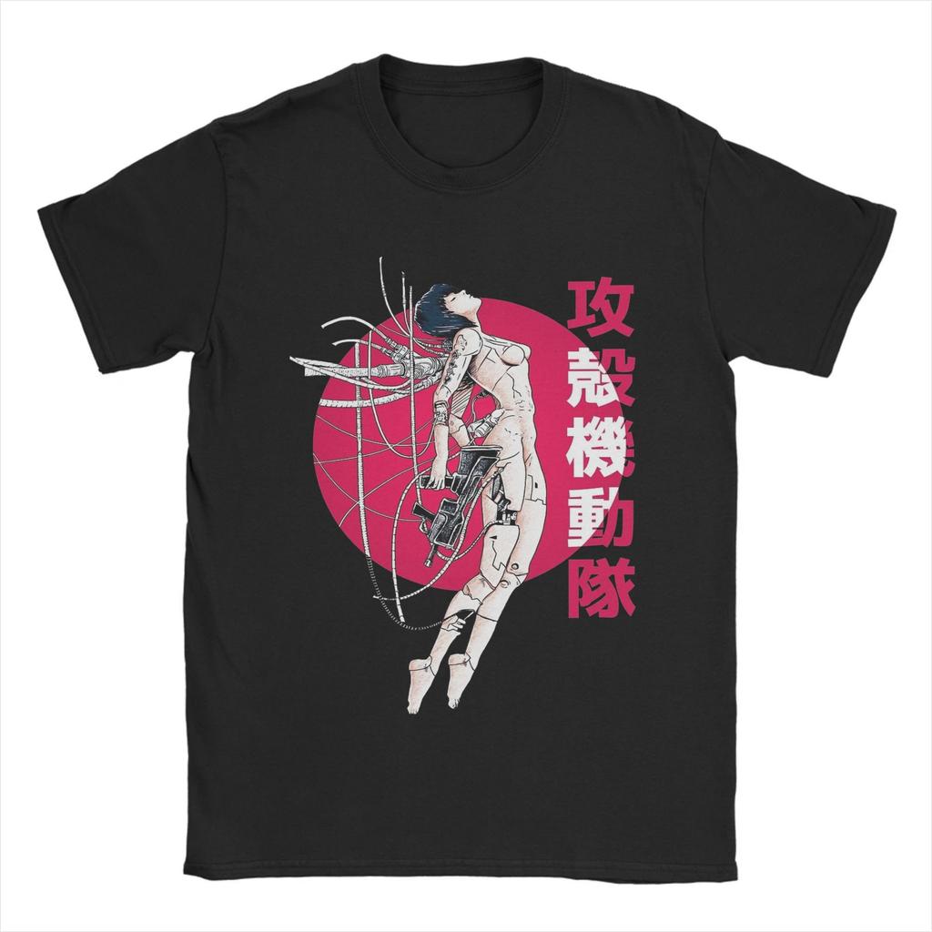 Ghost in the Shell  T-Shirt Beach   Sun Hip Hop T-Shirts Men 100 Cotton O-Neck Oversized Clothing Short Sleeves Funny Tshirt