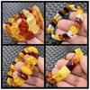 Artificial Amber & Multi-Gemstone Bracelets: Flower, Butterfly, and Square Design