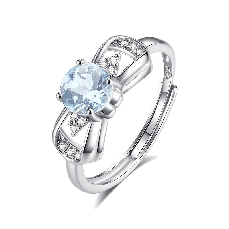

S925 Sterling Silver Bow Colored Treasure Ring Citrine Peridot Small Fresh Light Luxury Fashion Jewelry Gift adjustable opening