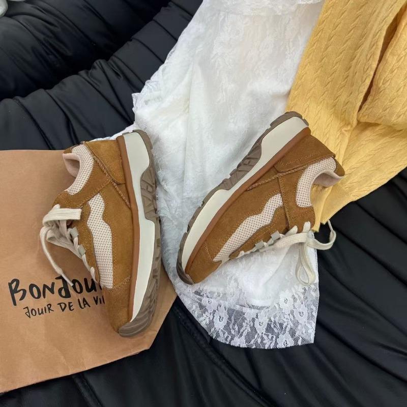 

Spring new four-season color matching fashion mesh breathable thick sole heightening lace-up casual sports shoes 40