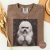 Altenglischer Schäferhund trinkt Eiskaffee Shirt, Lustiges Schäferhund Hund Meme Tee, Schäferhund Mama Geschenk, Schwarz-Weiß Hunde Foto Shirt