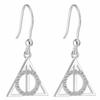 Harry Potter Sterling Silver Deathly Hallows Drop Earrings with Crystals