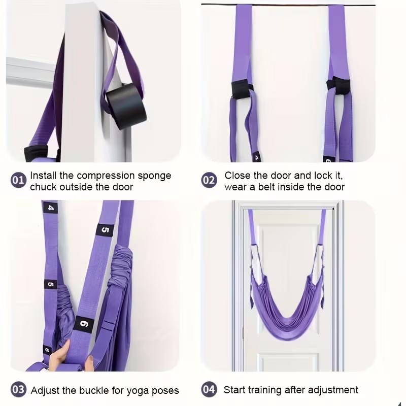 Yoga Stretch Strap Aerial Pilates Fitness Training Band Women Hammock Stretch Trainer with Door Anchor Gym Belt for Home Gym Use