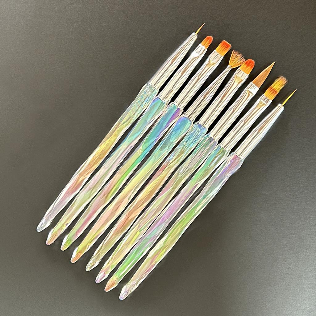 8pcs/set Aurora Acrylic Nail Art Painting Pens for Nail Design Soft Slender Brush Gradient Gel Drawing DIY Brush