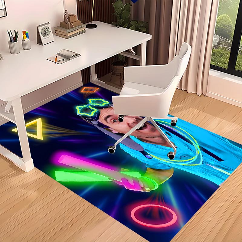 1pc Danny Go Print Area Rug - Soft, Washable Non-Slip Indoor Mat for Office Chairs, Living Room, Home Office Decorative Rug