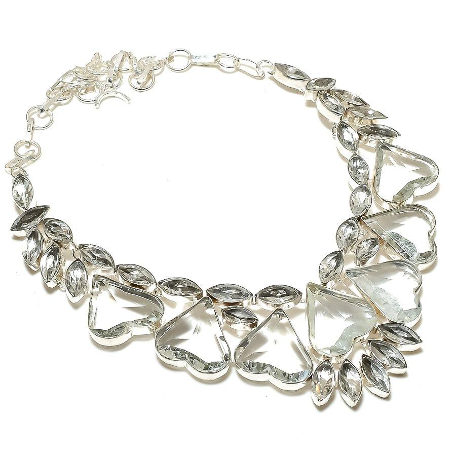 

White Topaz Handmade 925 Sterling Silver Jewelry Necklace 18 R4A71