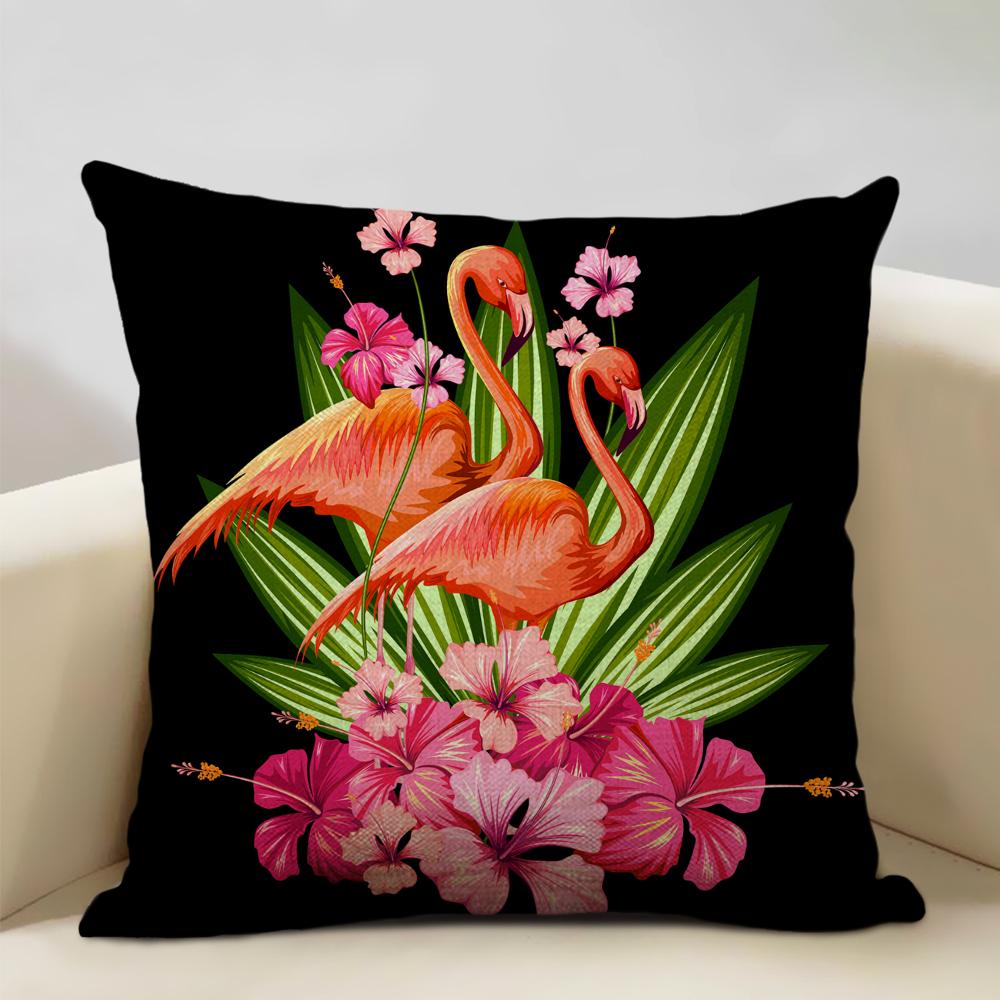 African Parrot Flamingo Plant Cushion Set Home Art Decoration Sofa Pillow Cafe Waist Pillow Pillow Printed Multicolor Patterns