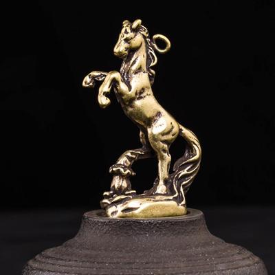 1pcs Vintage Bronze Zodiac Horse Figurines Brass Animal Figurines Pendant Key Chain Pendant