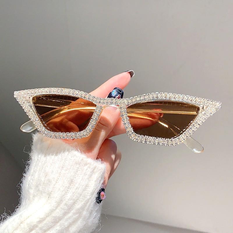 Luxury Cat Eye Sunglasses Women Men Fashion Diamond Triangle Brand Designer Glitter Sun Glasses UV400 Shades Eyeglasses