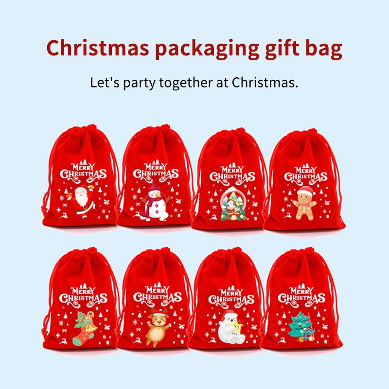 12 PCS Red Christmas Velvet Bags, Drawstring Bags, christmas gifts christmas candy bags christmas decorations for home