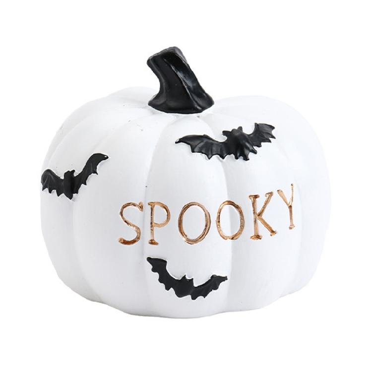 Eerie Halloween Resin Pumpkin Statue Durable Resin Crafted Pumpkin Decorative Ornament for Halloween Celebration