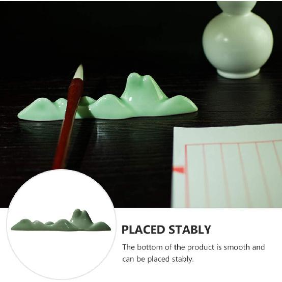 TOYANDONA Calligraphy Brush Holder Rack Paint Ceramic Brush Rest with Wave Design for Chinese Calligraphy Practice Supplies Beginner
