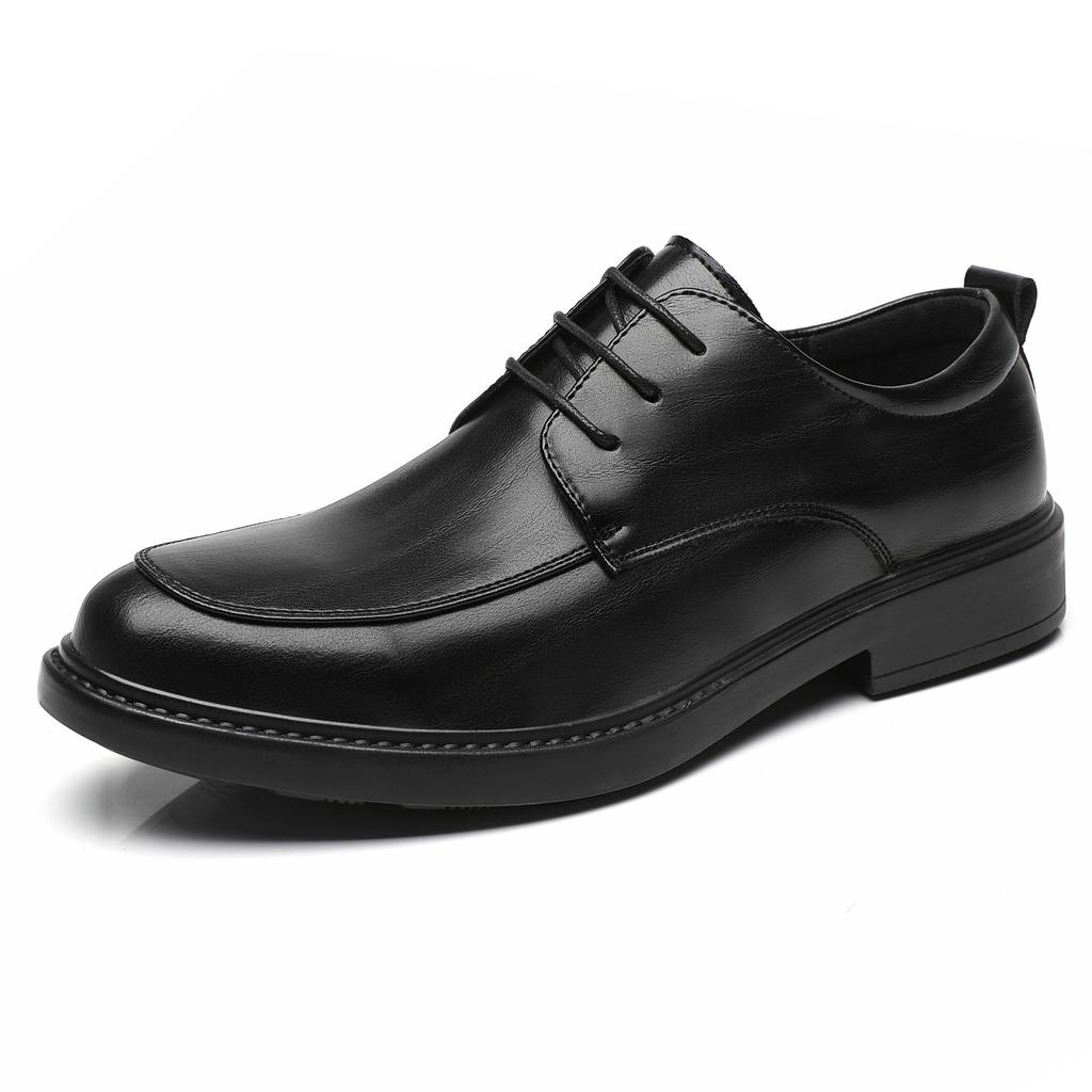 Leather shoes men's autumn British style business dress leather casual men's black suit height-increasing wedding groom shoes