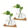 Wooden Stand Love Shaped Vase Transparent Plant Propagation Station  Living Room