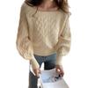 New Square Collar Retro Hemp Pattern Loose Knitwear