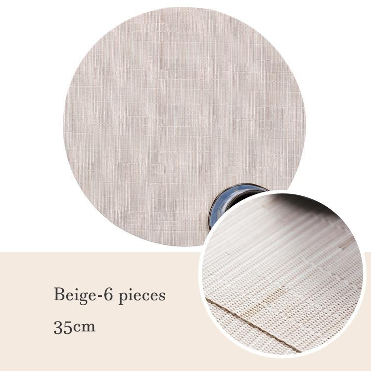 Sada 6 ks PVC prostírání, prostírání na stůl, tepelně izolační podložka, kulaté omyvatelné prostírání, dekorace na stůl, 35 cm