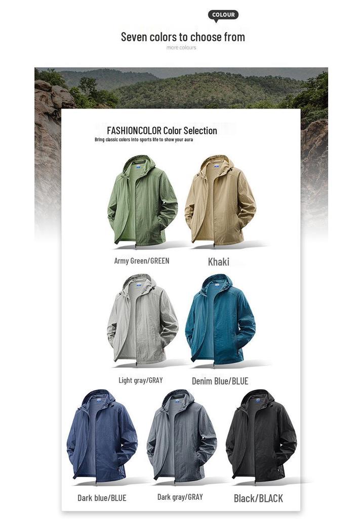 Men's Retro Hooded Thin Ice Silk Sun Protection Jacket - Summer Outdoor Loose-Fit Plus Size