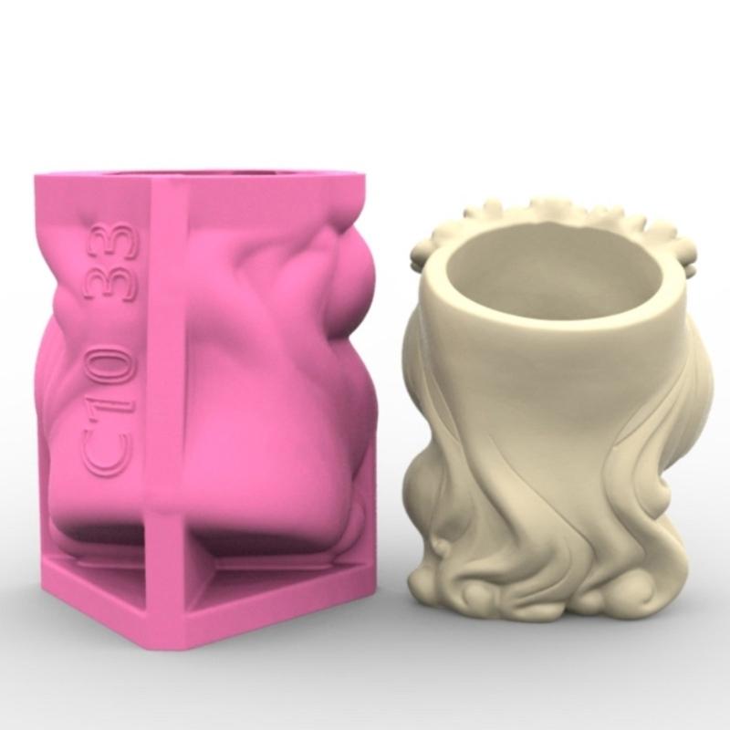 Artistic Silicone Mold For Custom Planters Adorable Girl Shape Stylish Reusable Template Crafting And Gardening Accessory