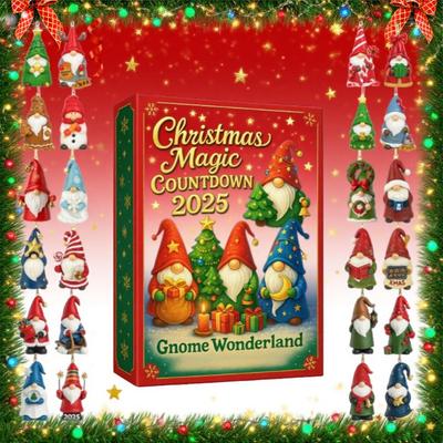Advent Calendar 2025 24 Days Gnome Pendant Surprise Ornaments Christmas Tree Decor 2D Advent for Holiday Party Kids Adults Wall