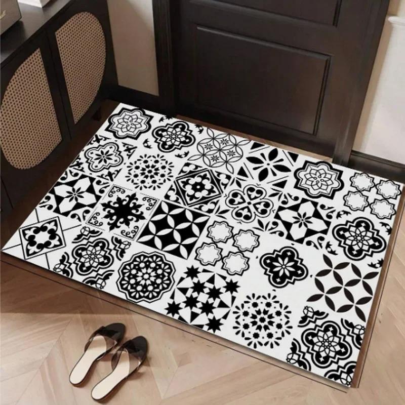 Simple Classic Doormat,Modern Style Fashion Decorative Mat Machine-Washable Soft Cushion, Home Decoration Rug Non-slip Floor Mat