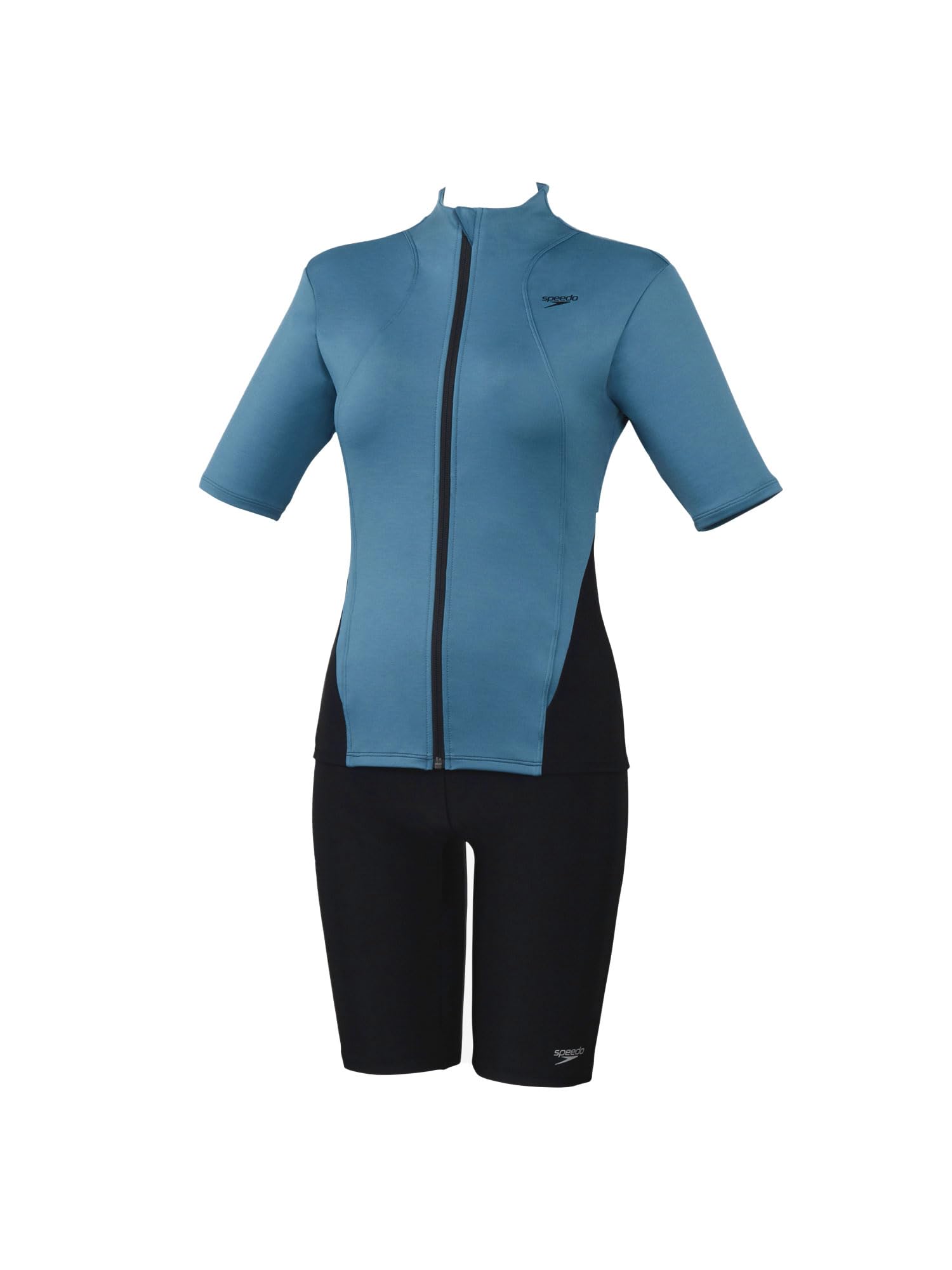 

Speedo Женский купальник с коротким рукавом Wavy Sepa Fitness Sunrise Размер L, Синий,