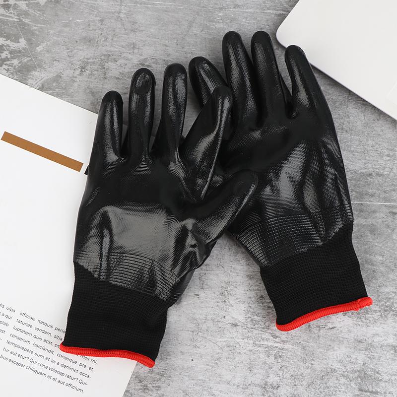 1 pár protiskluzových vodotěsných rukavic s nitrilovým povlakem, odolných proti oleji/vodě a prořezu, pracovní rukavice pro opravy, rybaření, bezpečnostní rukavice