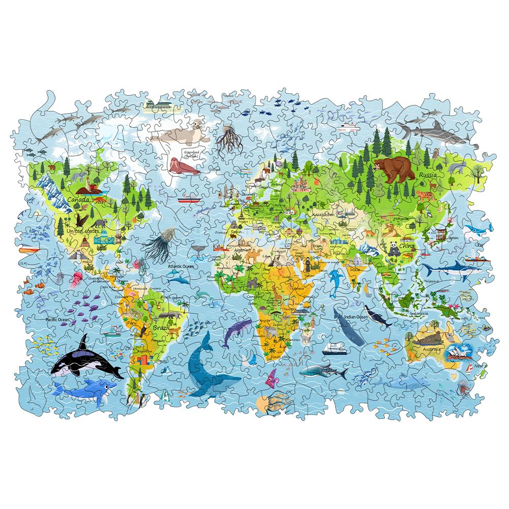 Non-Toxic Educational World Map For Kids Jigsaw Wooden Puzzle Brain Trainer Puzzles Game Interactive Gift Family Toy