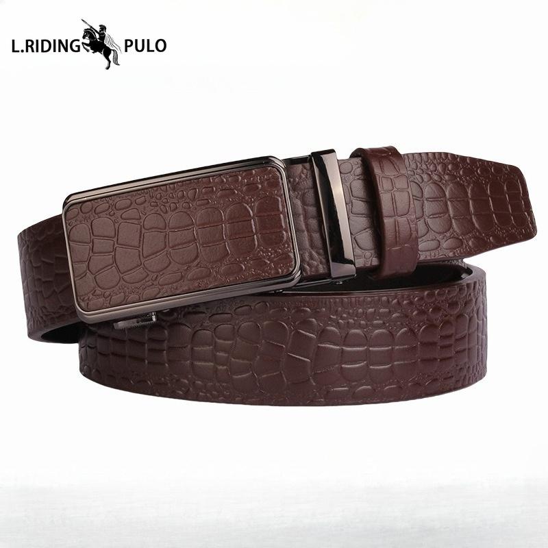 Belt Men's Business Toothless Automatic Belt Men's Crocodile Pattern Durable Leather High-end Trousers Genuine