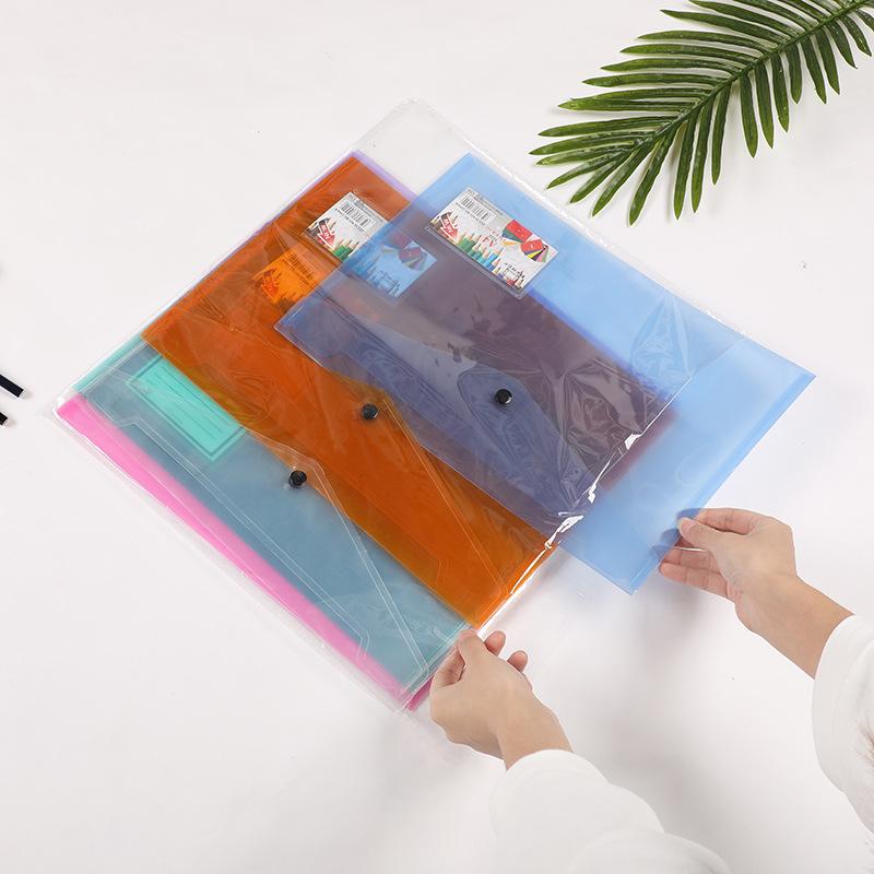 A7 Size Clear Plastic Document Envelope Folder File Bag Snap Button Closure School Office Stationery Pouches