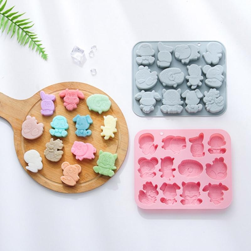Silicone Fondant Molds Chinese Zodiac Shape Chocolate Moulds Candy Molds Silicone Material for DIY Hand-Making Use