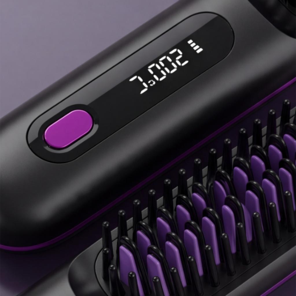 Wireless Negative Ion Straightening Comb with 2 In 1 Volumizing Design Portable Rechargeable Hot Hair Brush for Travel Lightweight Electric Styler