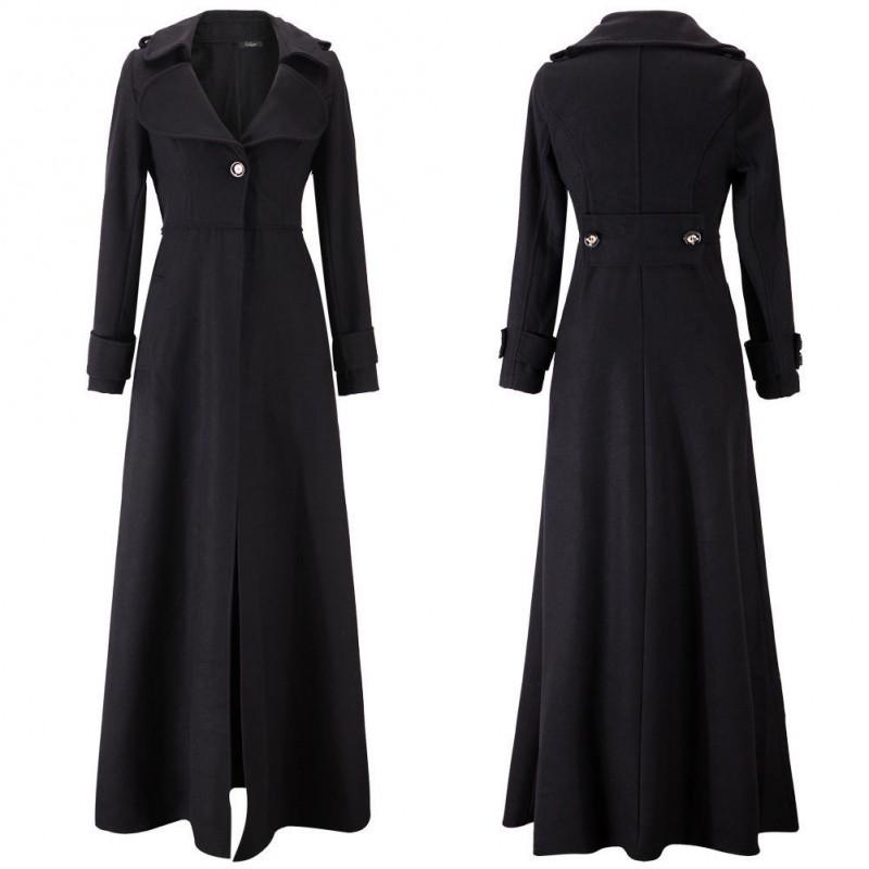 Womens Long Woolen Coat Winter Plus