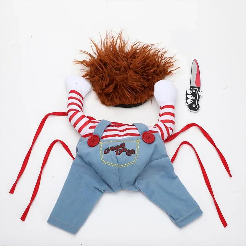 Deadly Doll Pet Costume For Halloween Small Dog Transformer Outfit Pet Role Play Costume For Party Dress Up Funny Pet Clothes