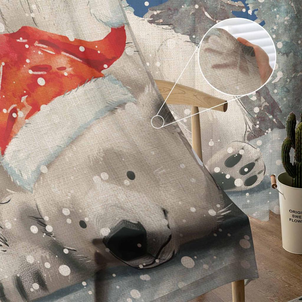 Christmas Snowflake Bear Curtains For Living Room Bedroom Home Decoration Window Voile Tulle Curtain Drapes