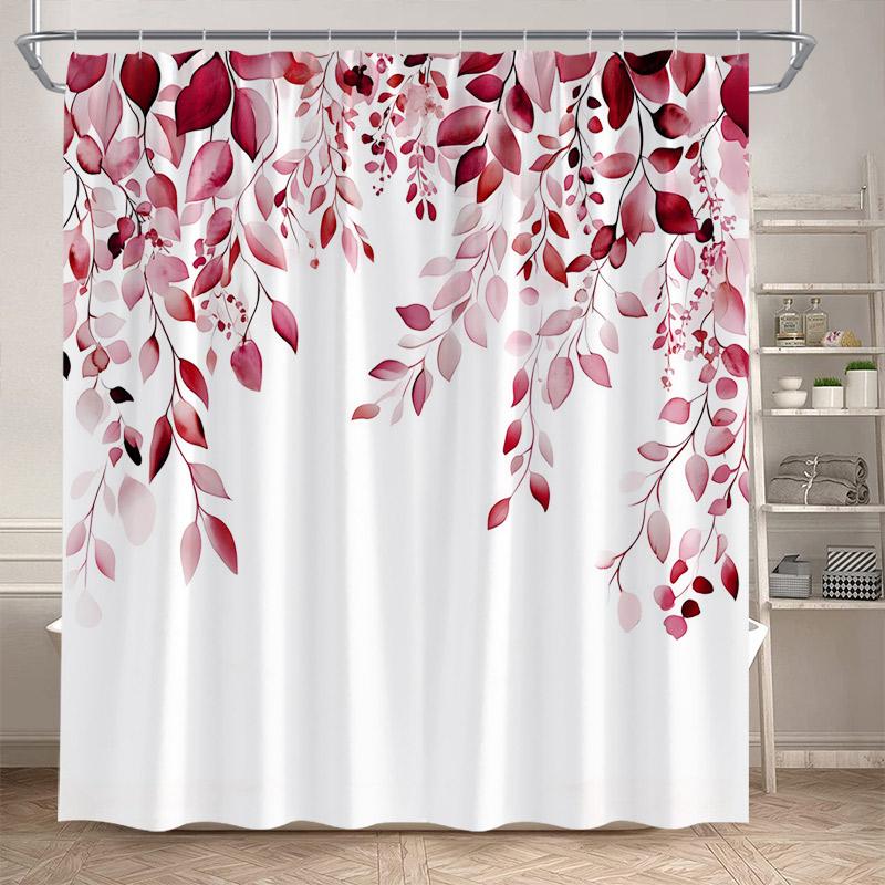 Blue Floral Leaves Shower Curtains Watercolour Eucalyptus Leaf Botanical Bath Curtain Polyester Home Bathroom Decor With Hooks