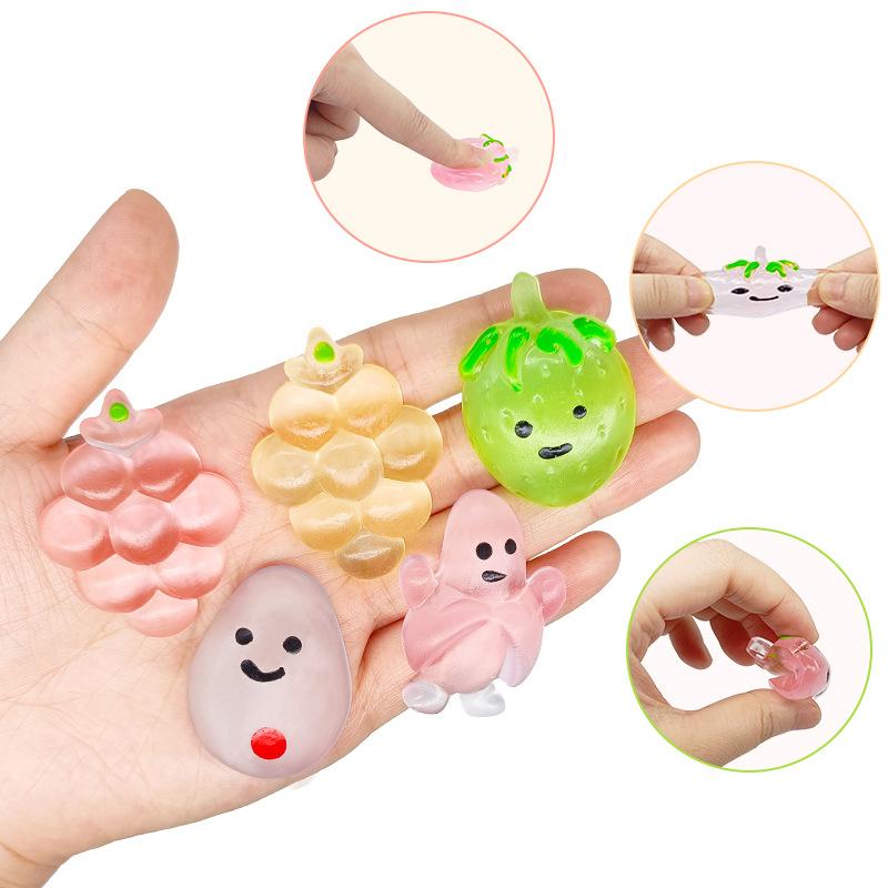50PCS Fruit Mochi Squishy Toys Transparent Kawaii Squishies Stress Relief Squeeze Toy for Kids Party Favor Gifts Classroom prize