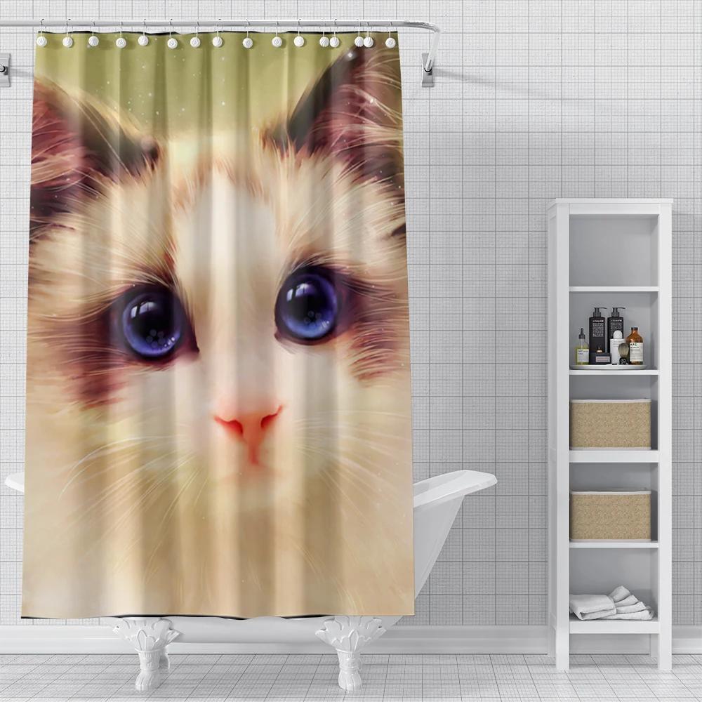 Cortinas de Ducha para el Hogar para Baño Paisaje Animales Tejido Impermeable Cortinas de Baño Cortina de Ducha Moderna 180X200 240X200