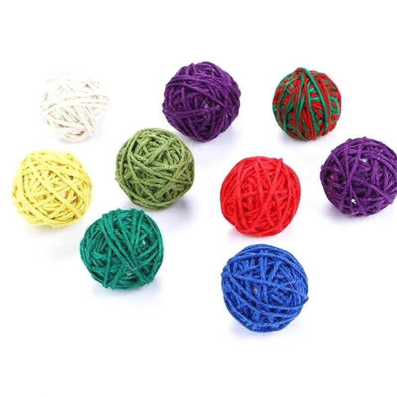 Haustier Katze Kätzchen Feder Sisal Ball Bunte Maus Kratzen Kauen Spielzeug